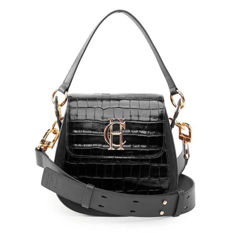 Holland Cooper Chelsea Saddle Bag - Black Croc